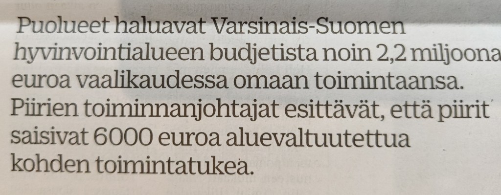 sote puoluetuki aluevaltuutettu