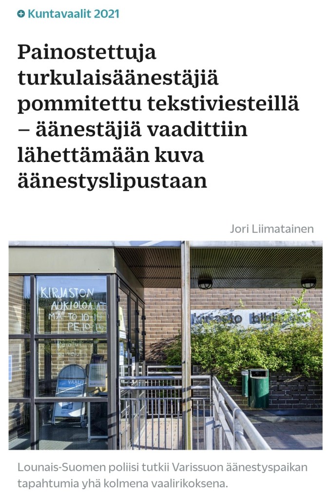 kuntavaalit turku painostaminen