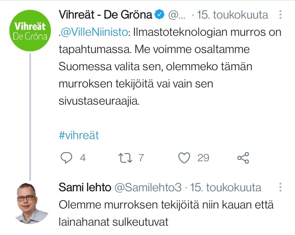 vihreät ilmastoteknologian murros