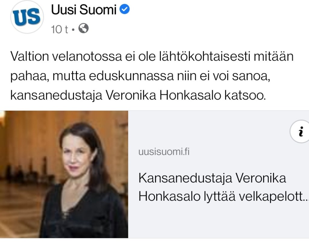 valtion velka veronika honkasalo