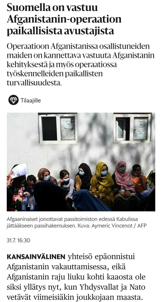 afganistan paikalliset avustajat