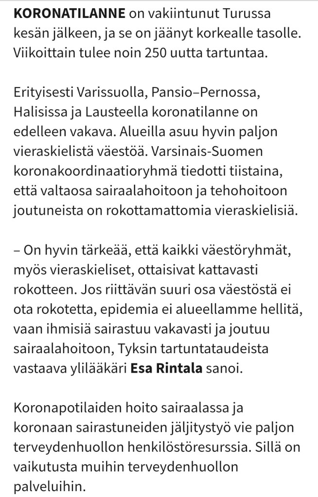 korona tyks terveydenhuolto