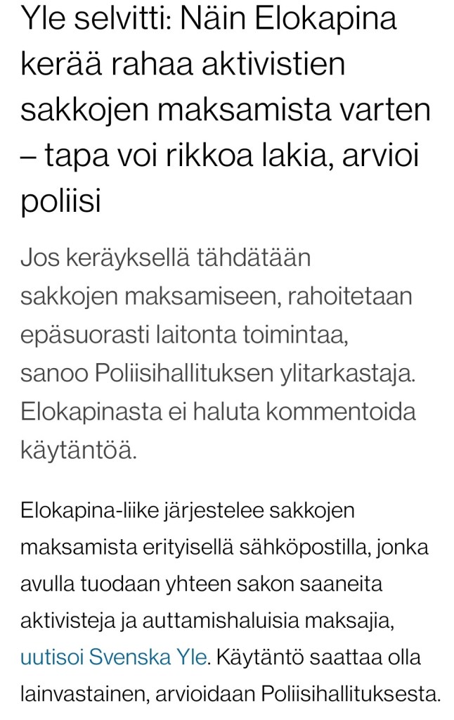 Emma kari Elokapina rahankeräys sisäministeri