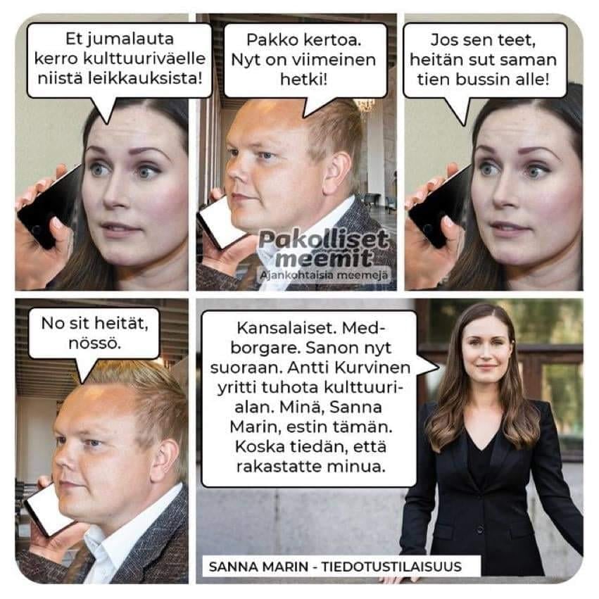 sanna marin antti kurvinen kulttuuri leikkaukset