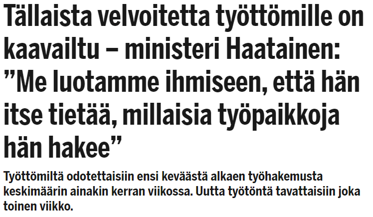 työttömät työnhaku työnhakuvelvoite