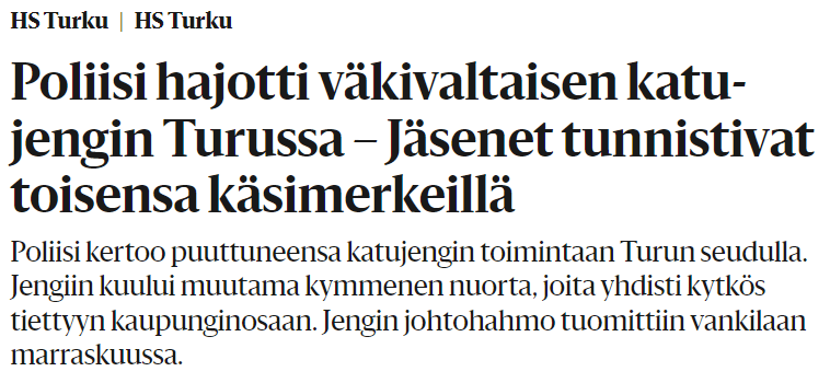 katujengi turku väkivaltainen katujengi maahanmuuttajat