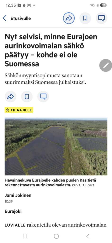 eurajoki alight aurinkovoimala sähkösopimus myynti