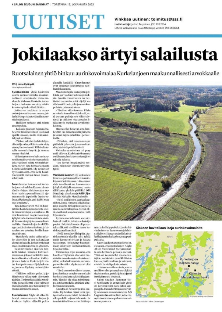 salo aurinkovoimala salailu